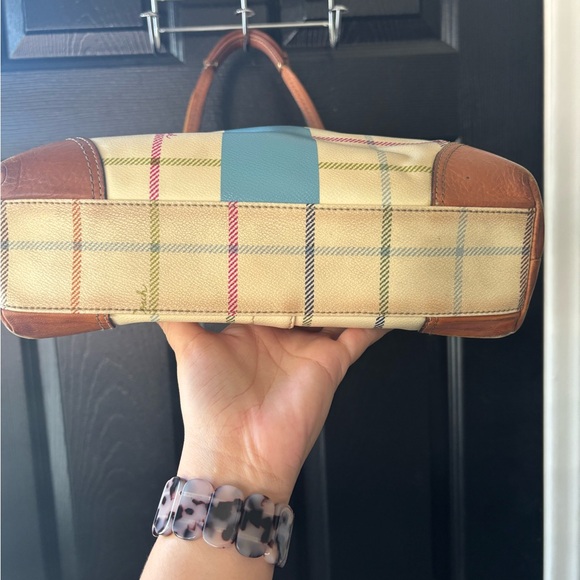 Coach Multicolor Plaid Tote with Blue Stripe - Picture 3 of 14